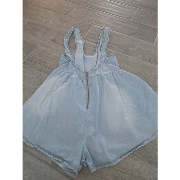 Women's One Teaspoon Mini Romper Jumpsuit Denim Chambray Light Wash Blue  Cotton - Picture 4 of 8